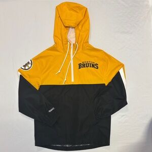 Mitchell & Ness Boston Bruins Yellow Black Anorak Windbreaker Jacket S